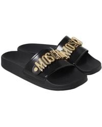 Moschino - Logo-Plaque Slip-On Slides - Lyst