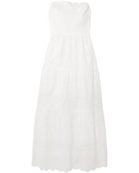 Melissa Odabash - Strapless Scalloped Broderie Anglaise Cotton Midi Dress - Lyst