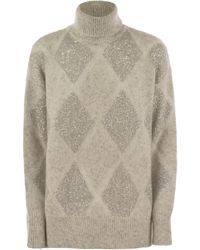 Brunello Cucinelli - Sequin Embellished Roll-Neck Jumper - Lyst