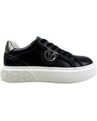 Pinko - Logo-Plaque Lace-Up Sneakers - Lyst