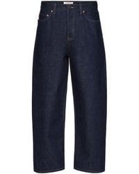 Valentino - Logo Patch Cropped-Leg Jeans - Lyst