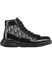 Dior Homme Monogram Lace-Up Boots in Black for Men | Lyst