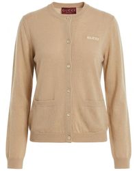 Gucci - Logo Embroidered Button-Up Cardigan - Lyst