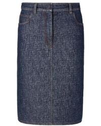Fendi - Ff Jacquard Denim Midi Skirt - Lyst