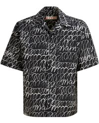 Marni - Poplin Bowling Shirt With Scribble Motif - Lyst