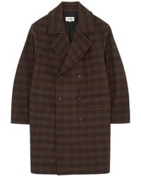 MM6 by Maison Martin Margiela - Double-Breasted Checked Long Coat - Lyst