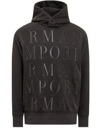 Emporio Armani - Logo-Embroidered Cotton Hoodie - Lyst