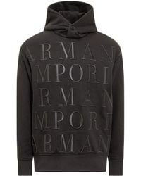 Emporio Armani - Logo-Embroidered Cotton Hoodie - Lyst