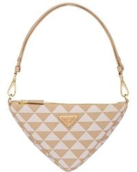 Prada - Logo-Triangle Embroidered Zipped Mini Shoulder Bag - Lyst