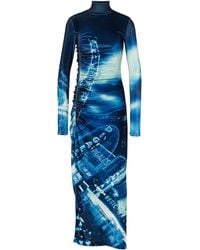 Jean Paul Gaultier - Pigalle Printed Gathered Velvet Dress - Lyst