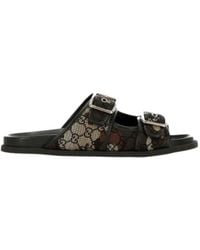 Gucci - Monogram Double-Buckle Sandals - Lyst