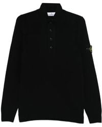 Stone Island - High-Neck Button Wool Sweater - Lyst