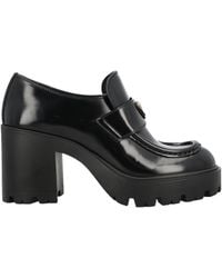 Prada - Round-Toe High-Heeled Loafers - Lyst