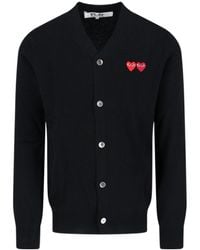 COMME DES GARÇONS PLAY - Comme Des Garçons Play Heart-Patch Knitted Cardigan - Lyst