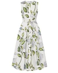 Oscar de la Renta - Porcelain Flower Cotton-Blend Midi Dress - Lyst