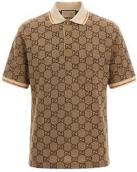 Gucci - gg-bonogram Silk And Cotton-blend Piqué Polo Shirt - Lyst