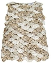 Brunello Cucinelli - Handmade Dazzling Shell Opera Knit Top - Lyst