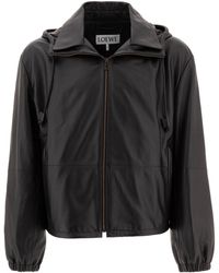 Loewe - Long-Sleeved Leather Jacket - Lyst