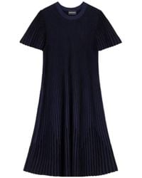 Emporio Armani - Ribbed-Knit Short-Sleeve Midi Dress - Lyst
