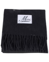 Marni - Logo Patch Fringed Scarf - Lyst
