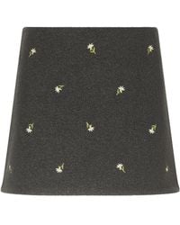 Rier - Floral-Embroidered Felted Wool-Fleece Mini Skirt - Lyst