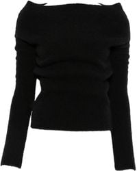 Rick Owens - Off-Shoulder Ribbed-Knit Sweater - Lyst