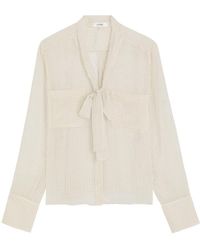 FRAME - Polka-Dot Tie-Neck Silk Blouse - Lyst