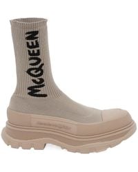 McQueen - Tread Slick Logo Intarsia Boots - Lyst