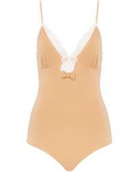 Chloé - Chloé Lace-Trimmed Ruched Bodysuit - Lyst