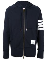 Thom Browne - Engineered 4-Bar Zip-Up Drawstring Hoodie - Lyst