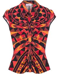 PUCCI - Manuba-Print Ruched Blouse - Lyst