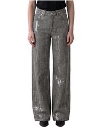 FEDERICA TOSI - Jeans With Sequin Embroidery - Lyst