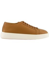 Santoni - Round Toe Lace-Up Sneakers - Lyst