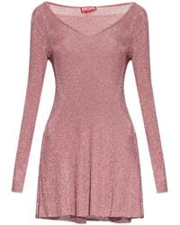 DIESEL - M-Dalila V-Neck Long-Sleeved Mini Dress - Lyst