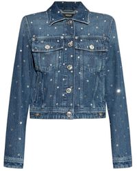 Versace - Shimmering-Appliques Denim Jacket - Lyst