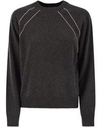 Peserico - Crew Neck Jumper With Bright Details - Lyst