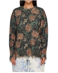 R13 - Distressed-Finish Round-Neck Sweater - Lyst