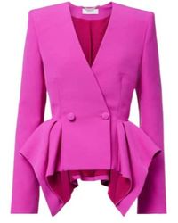 Safiyaa - Double-Breasted Peplum Blazer - Lyst