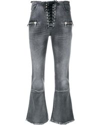 Unravel Project - Lace-Up Cropped Jeans - Lyst