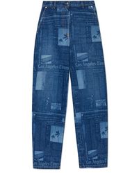 Palm Angels - Newspaper-Print Cotton Jeans - Lyst