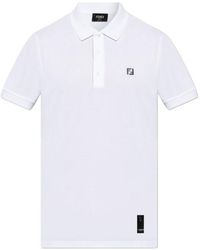 Fendi - Logo Plaque Short-Sleeve Polo Shirt - Lyst