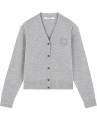 Maison Kitsuné - Maison Kitsuné Bold Fox Head Embroidered Knit Cardigan - Lyst