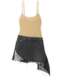 JW Anderson - Deconstructed Asymmetric Cotton-Jersey And Denim Mini Dress - Lyst