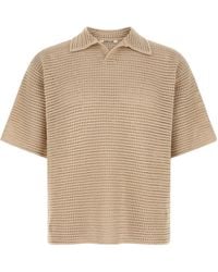 AURALEE - Crochet Mesh Knit Polo Shirt - Lyst