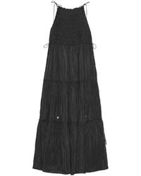 Ganni - Tie-Strap Smocked Maxi Dress - Lyst