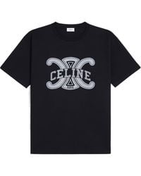Celine - Crew Neck T-Shirt With Logo - Lyst