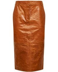 Co. - Brandy Textured Leather Midi Skirt - Lyst