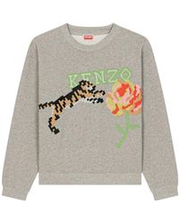 KENZO - Logo Detailed Crewneck Sweatshirt - Lyst