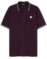 Versace - Medusa-Embroidered Short-Sleeved Polo Shirt - Lyst