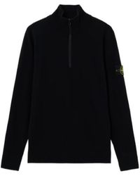 Stone Island - Compass-Patch Zip-Neck Sweater - Lyst